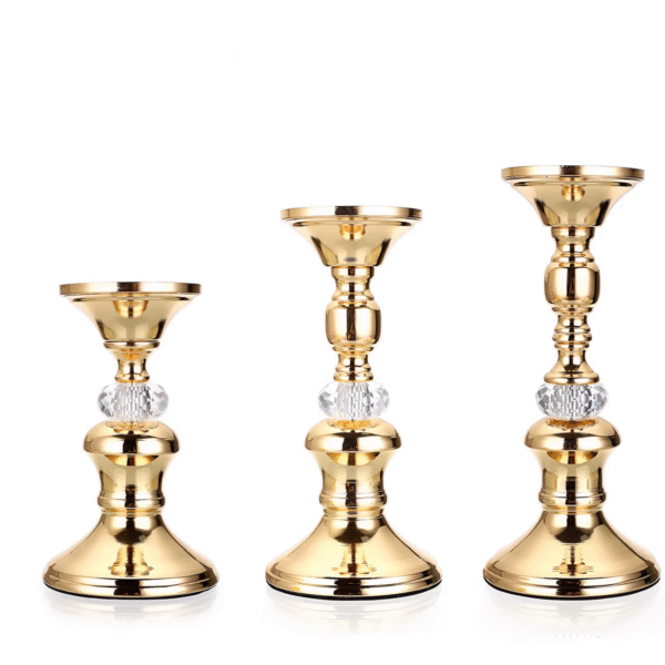 Aurora Spark - Gold Crystal Pillar Candle Holders